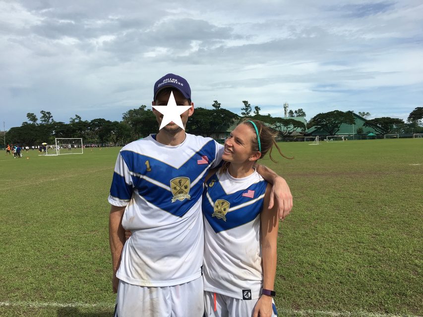 Wendy with a teammate after a soccer match